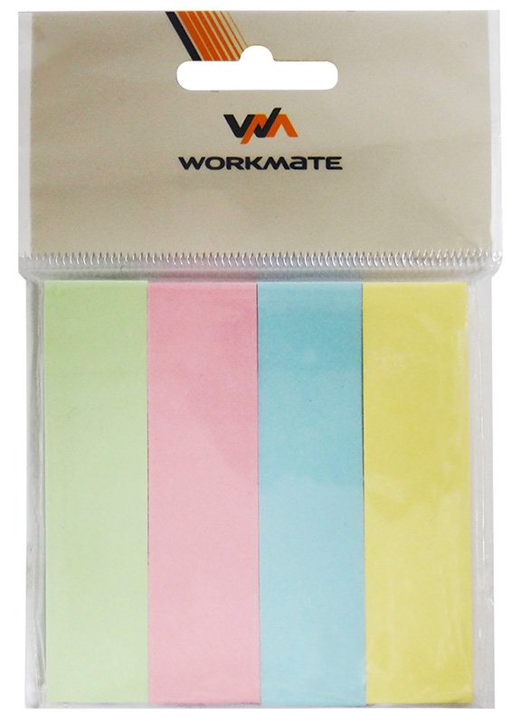 Закладки клейкие Workmate бумажные, 19х75 мм, 4 пастельных цвета по 100 листов