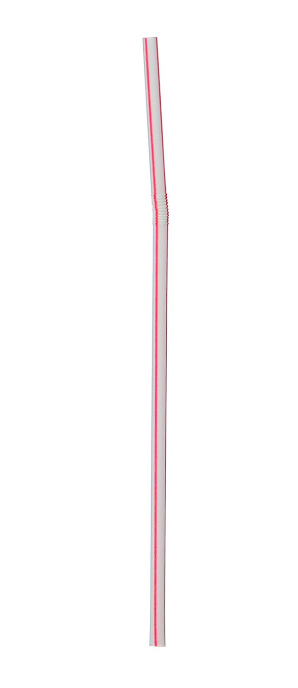 Трубочки для коктейля гофрированные с изгибом, диаметр 5 мм,  длина 21 см, полосатые - фото №1