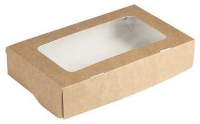 Упаковка Оригамо, 200х120х40 мм, 1000 мл, с прозрачным окном, быстросборная, склеенная, 100 штук в упаковке