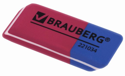 Ластик Brauberg Assistant 80, 41х14х8 мм, прямоугольный, красно-синий