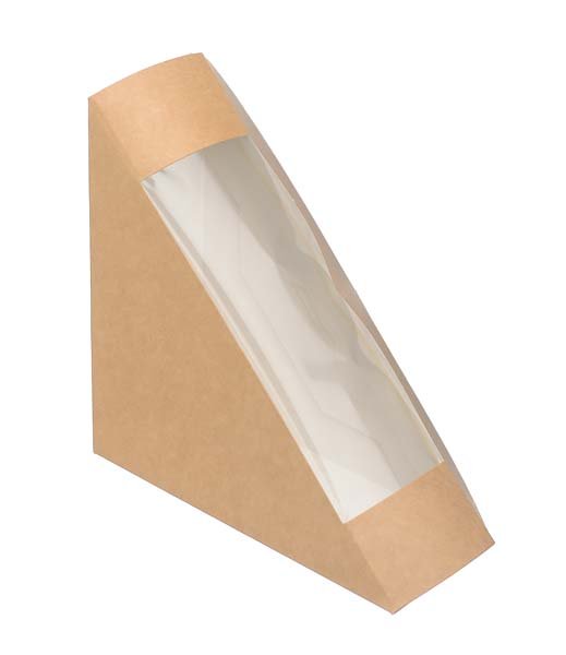 Коробка для сэндвича Оригамо с прозрачным окном, 130х130х50 мм, в коробке 300 штук