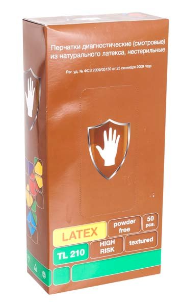 Перчатки латексные High Risk "Safe & Care" (13 г) размер XL, в упаковке 50 штук, 500 штук в коробке