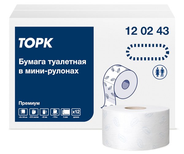 Туалетная бумага Торк Премиум, Т2, 2-слойная, белая, 170 метров, 12 рулонов в упаковке - фото №1