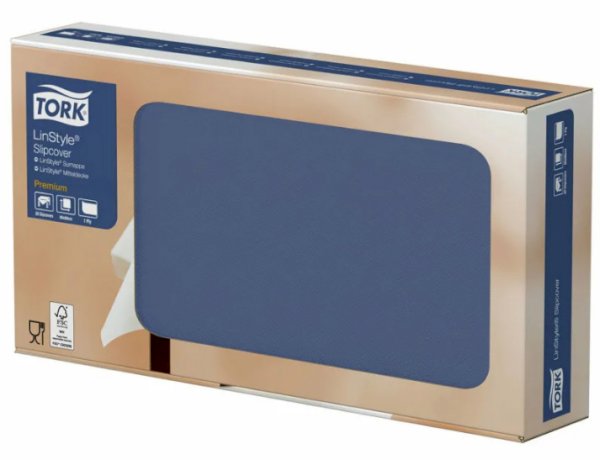 Скатерть Tork LinStyle, 80х80 см, однослойная, синяя, 20 листов, 5 упаковок