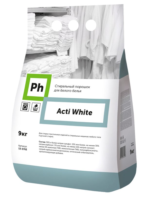Ph Acti White Стиральный порошок для белого белья, 9 кг