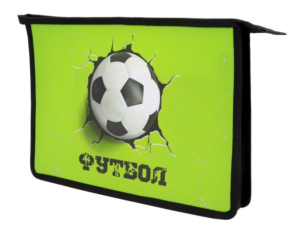 Папка для тетрадей ПандаРог Футбол 3D, A4, 33,5x23x2 см, на молнии, пластик 420 мкм