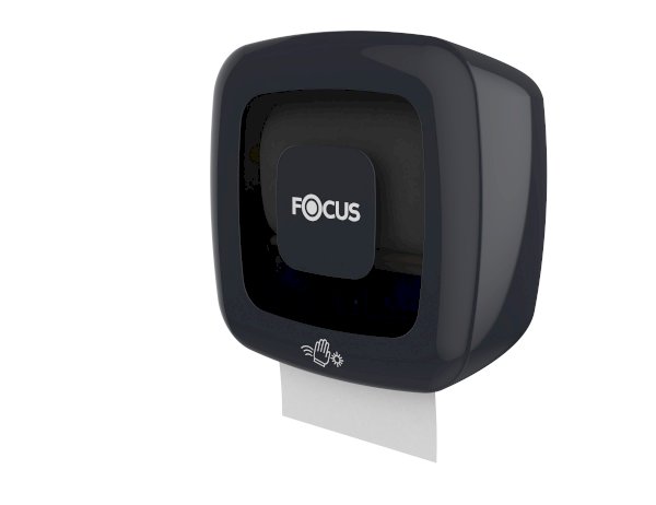 Диспенсер сенсорный Focus для рулонных полотенец, (сеть или батарейки), черный - фото №1