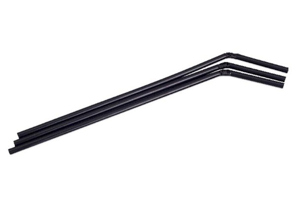 Трубочка гофрированная с изгибом, диаметр 5 мм, 24 см, черная, в упаковке 250 штук