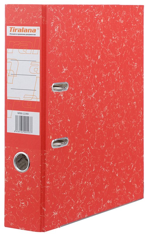 Папка-регистратор 75 мм, красная, офсет, c металлической окантовкой