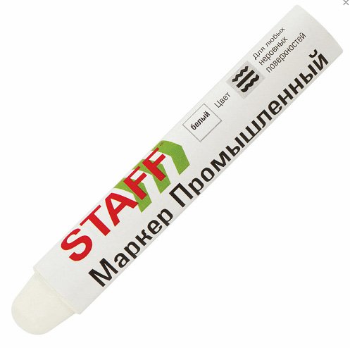 Маркер для промышленной маркировки STAFF ПМ-100, белый, твердый, 10 мм, 6 штук в упаковке