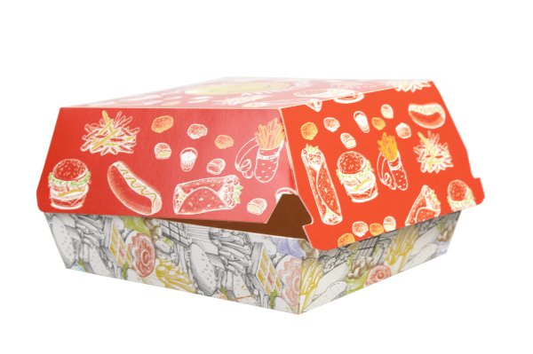 Коробка для гамбургера Оригамо "Smile", замок-крючок, 120х120х70 мм, в коробке 250 штук - фото №1