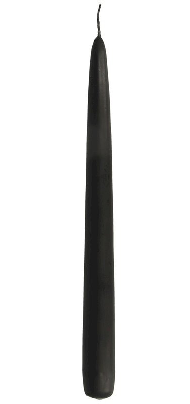 Свеча коническая, диаметр 2,2 см, высота 25 см, черная, 70 штук