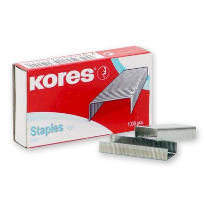 Скобы для степлера №24/6 «KORES», 1000 шт. в упаковке, 10 упаковок в коробке