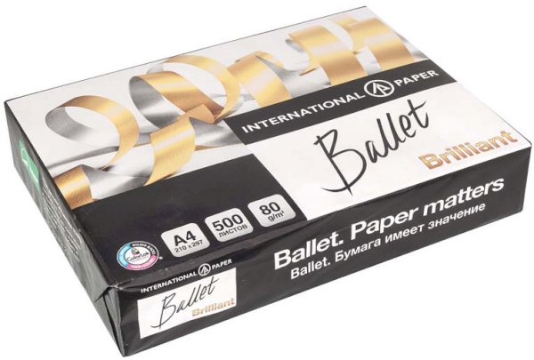 Бумага А4 Ballet Brilliant, 80 г/м, 500 листов в пачке, 5 пачек