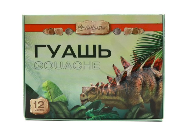 Гуашь ПандаРог Мир Динозавров, 12 цветов по 20 мл, в картонной упаковке - фото №1