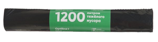 Мешки для мусора Optiline, 120 литров, 70х110 см, 50 мкм, черные, в рулоне 10 штук