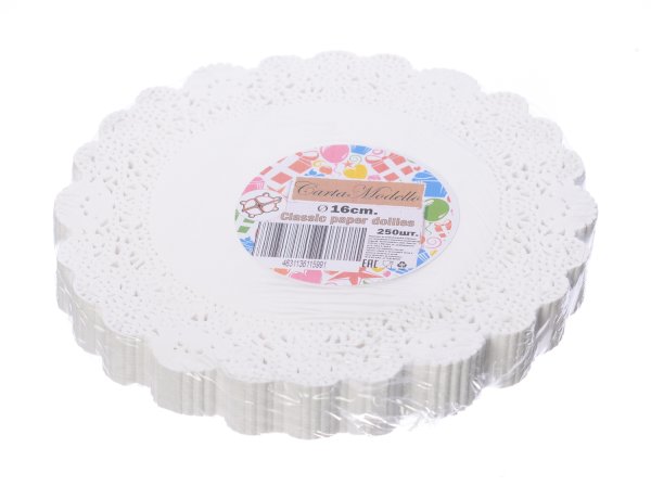 Салфетки для торта, диаметр 16 см, белые, 250 штук - фото №1