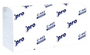 Полотенца бумажные PROtissue, 24х22,5 см, Z-сложения, 2-слойные, 190 листов в упаковке, белые, 21 упаковка в коробке