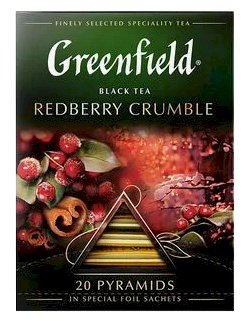 Greenfield Redberry Crumble, 1,8 г х 20 пакетов, чай пирамидкой, черный, с брусникой