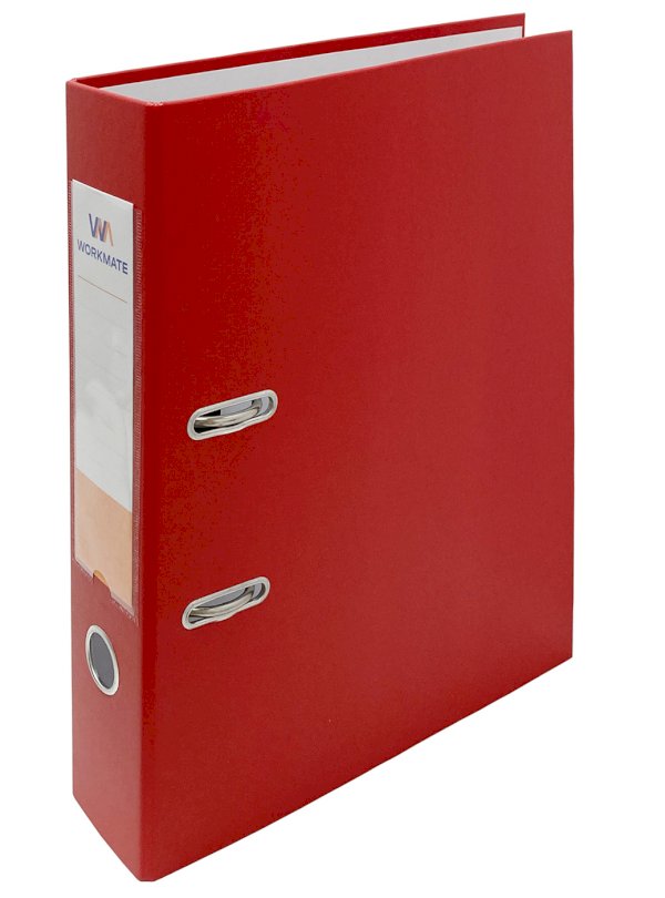 Папка-регистратор Workmate 75 мм, ПВХ, красная, без металлической окантовки, собранная - фото №1