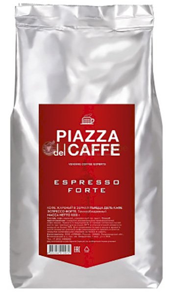 Кофе в зернах Piazza del caffe "Espresso Forte", вакуумный пакет, 1 кг
