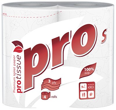 Туалетная бумага PROtissue S Premium, 3-слойная, белая, 4 рулона в упаковке - фото №1