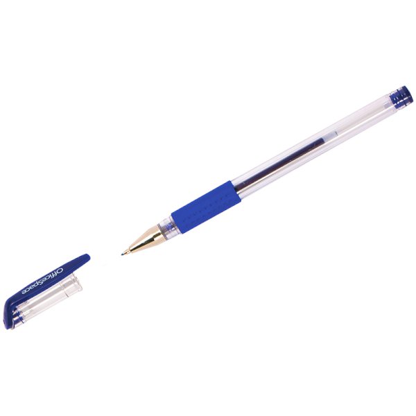 Ручка гелевая синяя, толщина линии 0,5 мм, грип, 12 штук в упаковке