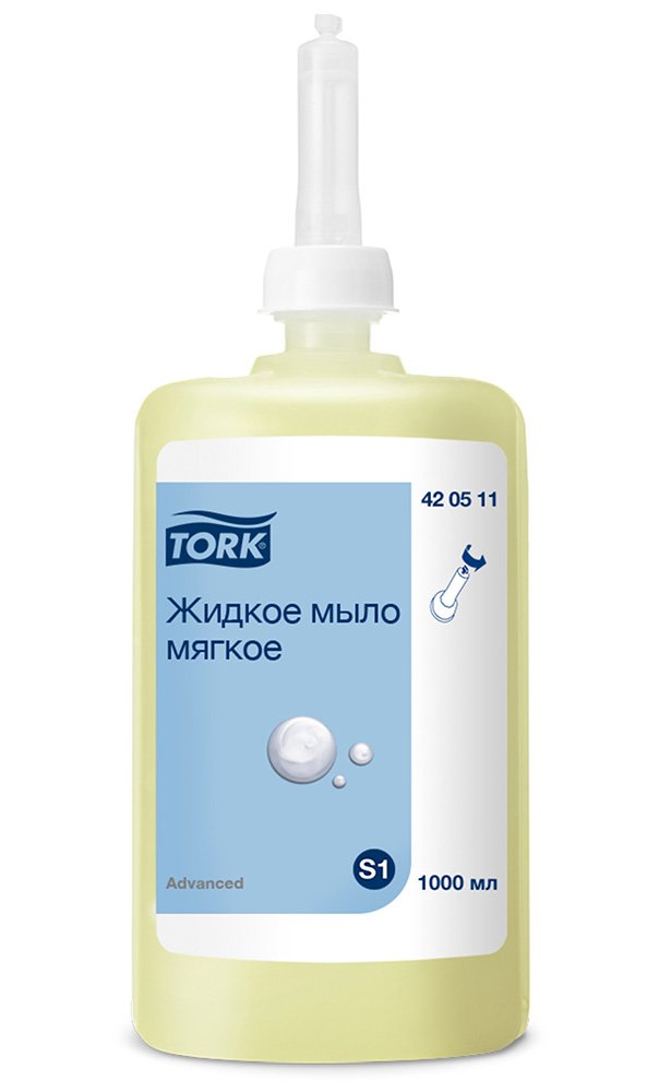 Мыло жидкое мягкое картриджное Tork Advanced, 1 литр, S1, 6 штук в упаковке - фото №1