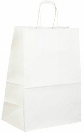 Пакет-сумка крафт, 28+15х35 см, с кручеными ручками, белая, 300 штук