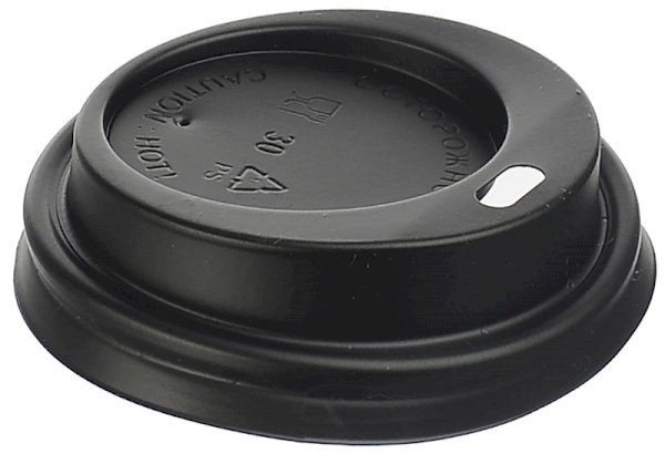 Крышка для стакана, диаметр 62 мм, с отверстием, черная, в упаковке 100 штук, в коробке 1000 штук