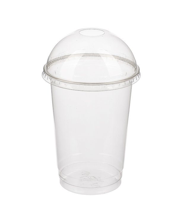 Крышка для стакана Pet Veggo, диаметр 95 мм, прозрачная, сфера с отверстием, 100 штук
