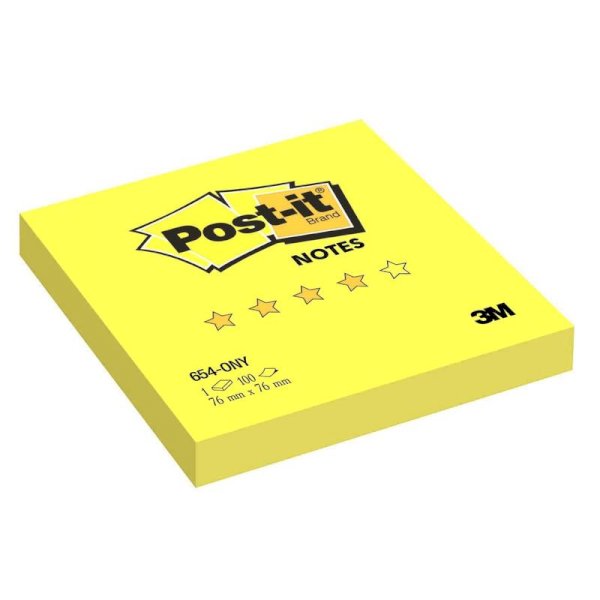 Блок самоклеящийся Post-it Optima Лето, 76х76 мм, желтый неон, 100 листов