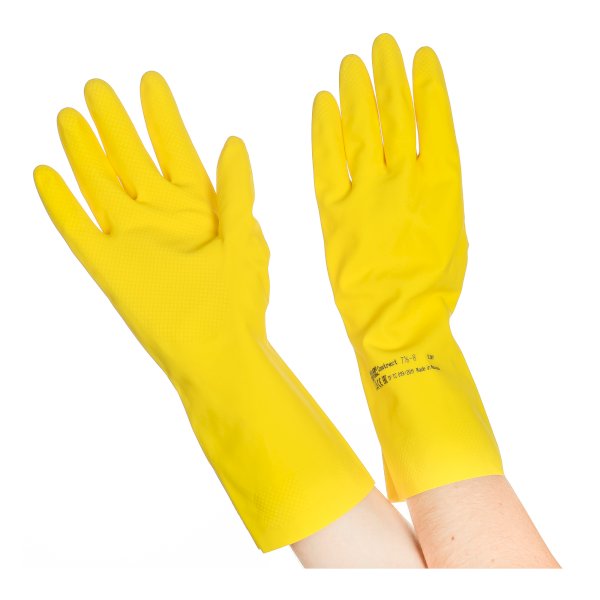 Перчатки резиновые Vileda Контракт, размер M, желтые, 10 пар в упаковке