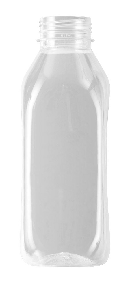 Бутылка без крышки ПЭТ, 500 мл, квадратная, широкое горло 38 мм, прозрачная, высокая, 100 штук в упаковке