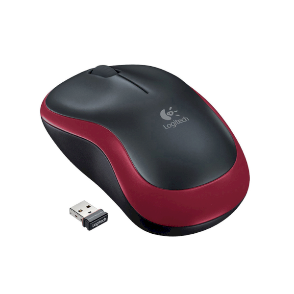  Мышь беспроводная оптическая Logitech M185, USB, 1000 dpi, черно-красная