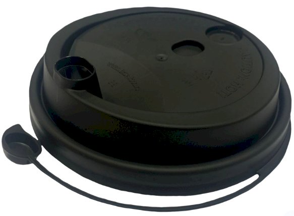 Крышка с клапаном для стакана, диаметр 80 мм, черная матовая, полипропилен, 50 штук