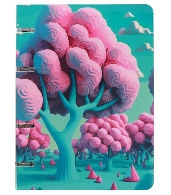 Тетрадь на кольцах ПандаРог Розовое Дерево, А5, 80 листов, пластиковая обложка - фото №1