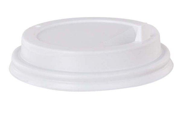 Крышка для стакана, диаметр 90 мм, с носиком, белая, в упаковке 100 штук, в коробке 1000 штук