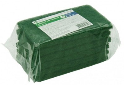 Губка абразивная TERSO, 155х90х10 мм, зеленая, 6 штук в упаковке