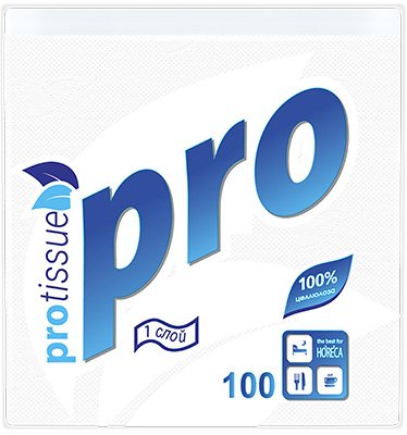 Салфетки бумажные PROtissue Premium, 24х24 см, 1-слойные, белые, 100 листов в упаковке - фото №1