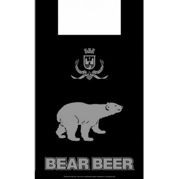 Пакет-майка Белый Медведь, 30+16х60см, ПНД, черный, 100 штук