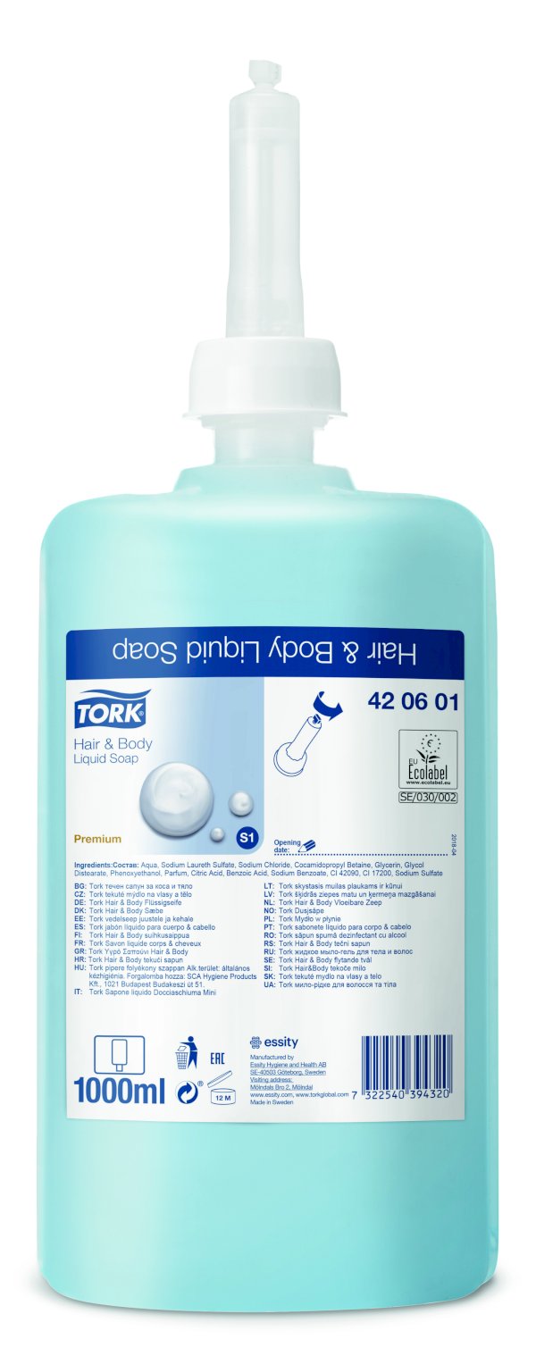 Жидкое мыло-гель для тела и волос Tork Premium S1 1л