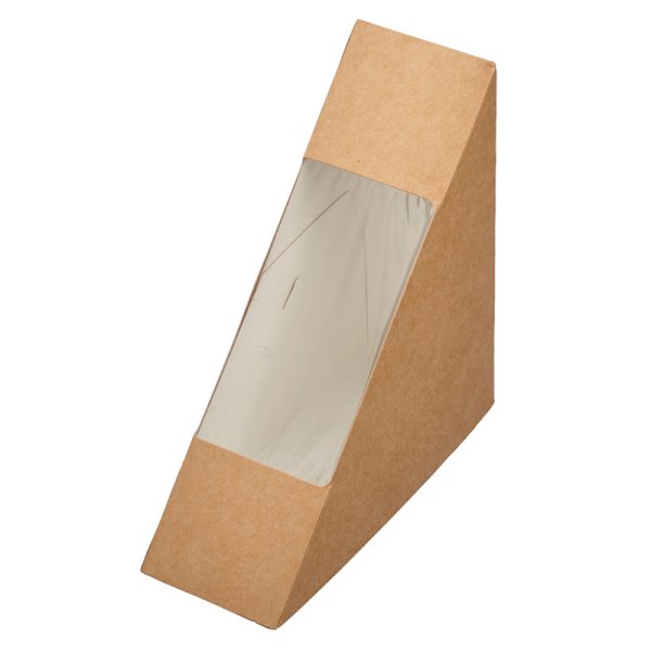 Коробка для сэндвича Оригамо с прозрачным окном, 130х130х70 мм, в коробке 200 штук