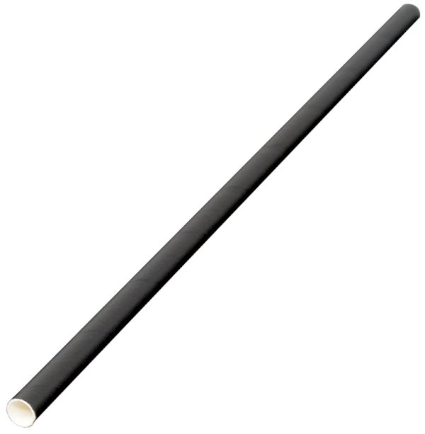 Трубочка бумажная без изгиба, диаметр 6 мм, 197 мм, черная, 250 штук