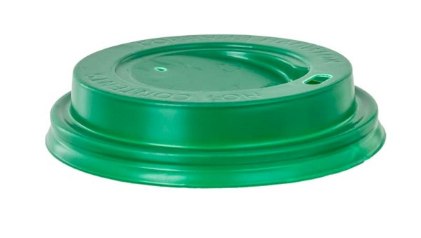 Крышка для стакана, диаметр 90 мм, зеленая, без носика, 100 штук в упаковке