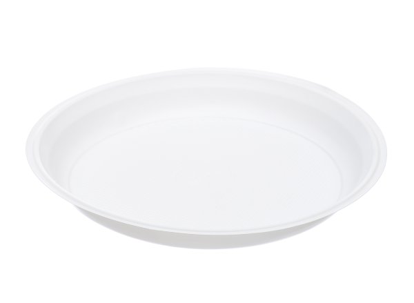Тарелка одноразовая пластиковая, диаметр 220 мм, белая, PP, в упаковке 50 штук, в коробке 1000 штук 