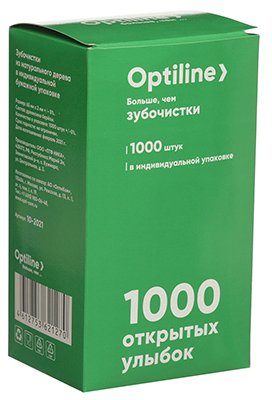 Зубочистки Optiline, деревянные, в индивидуальной бумажной упаковке, 1000 штук - фото №1
