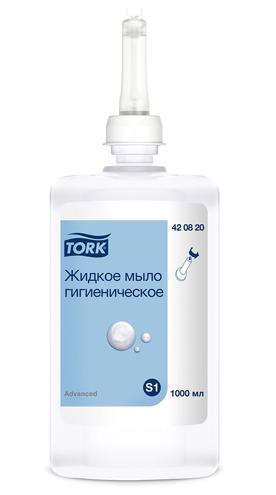 Мыло жидкое гигиеническое картриджное Tork Advanced, 1 литр, S1, 6 штук в упаковке - фото №1