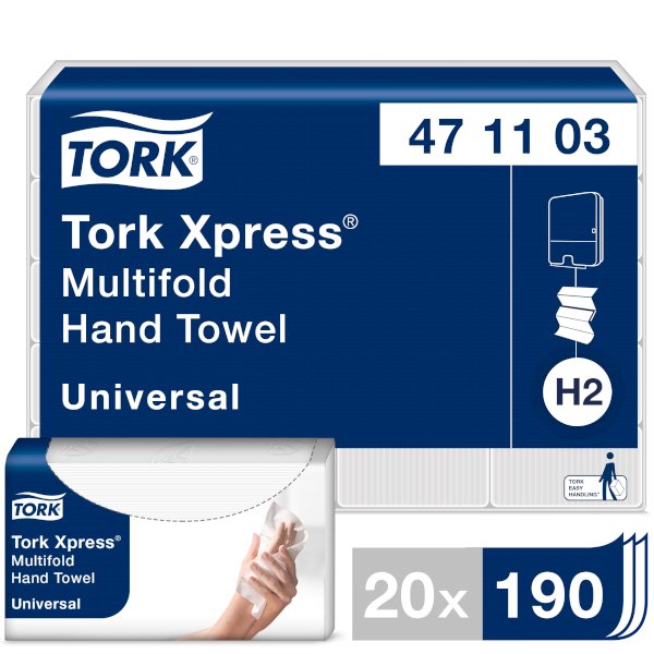 Полотенца бумажные листовые Tork Xpress Multifold Universal 2-слойные Z-сложения 190 листов в упаковке
