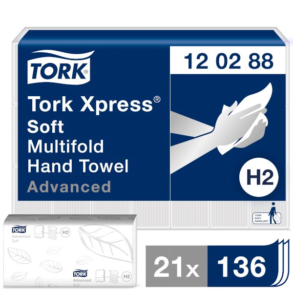 Полотенца бумажные листовые Tork Xpress Advanced 2-слойные М-сложения 136 листов в упаковке - фото №1